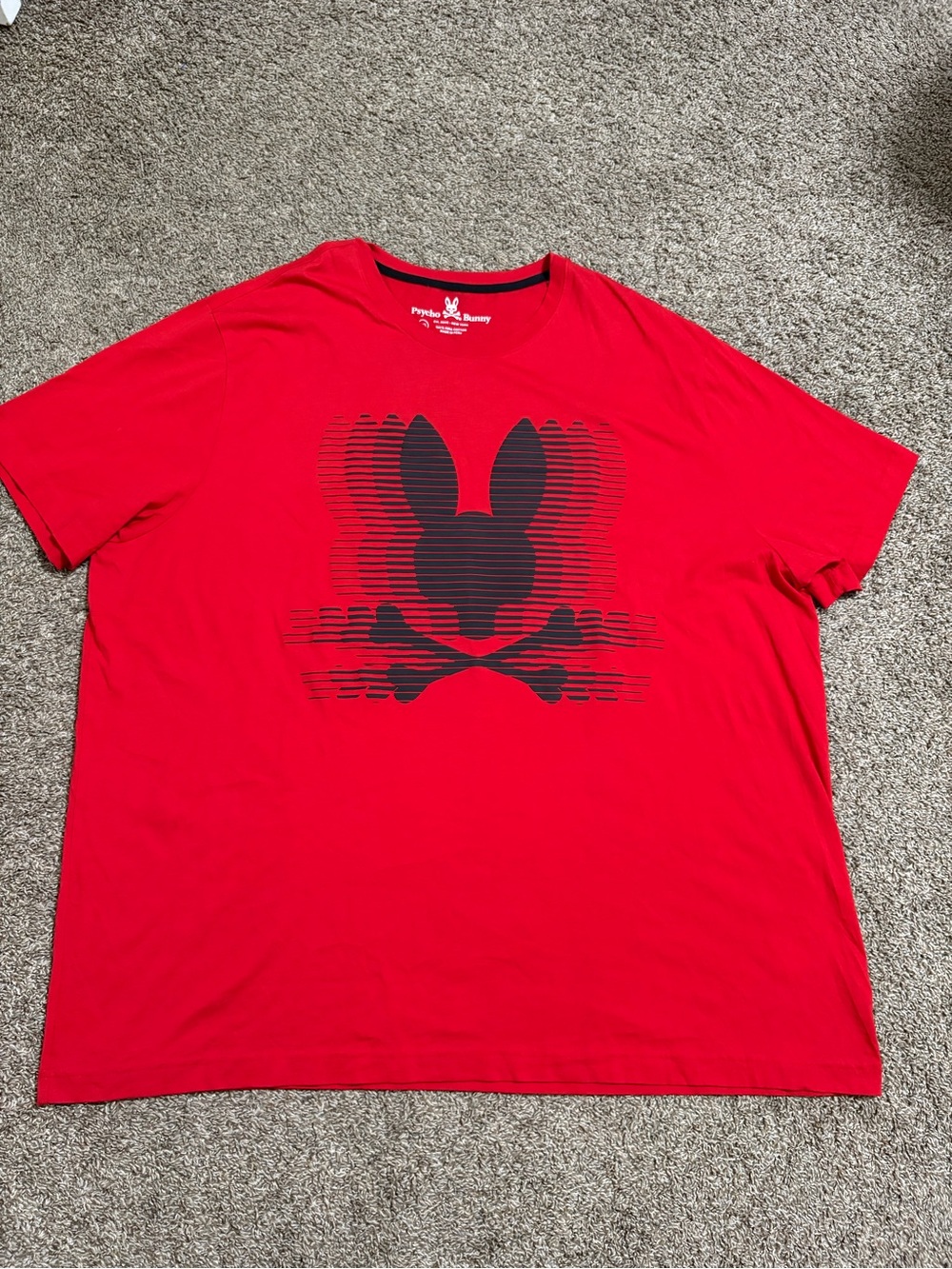 Psycho Bunny Red Tee with Black Optical Skull Logo
